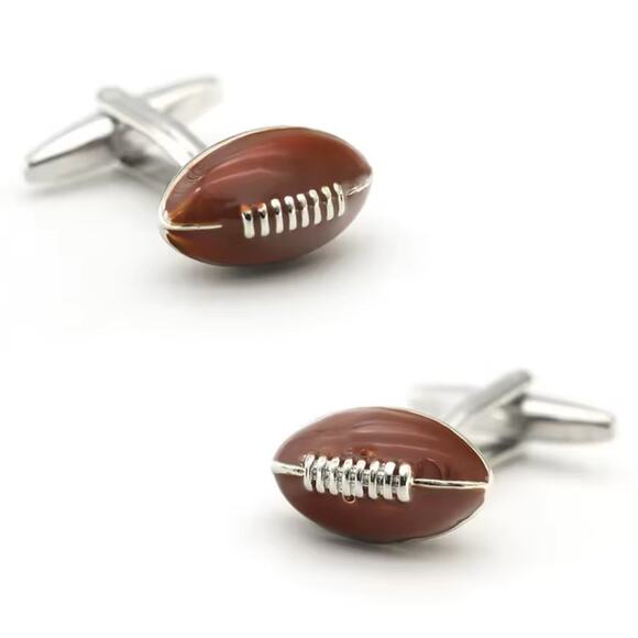 Football Enamel Cufflinks - Picture 1 of 1